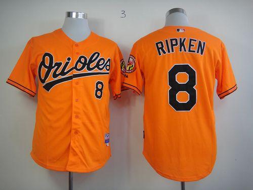 Orioles #8 Cal Ripken Orange Cool Base Stitched MLB Jersey - Click Image to Close